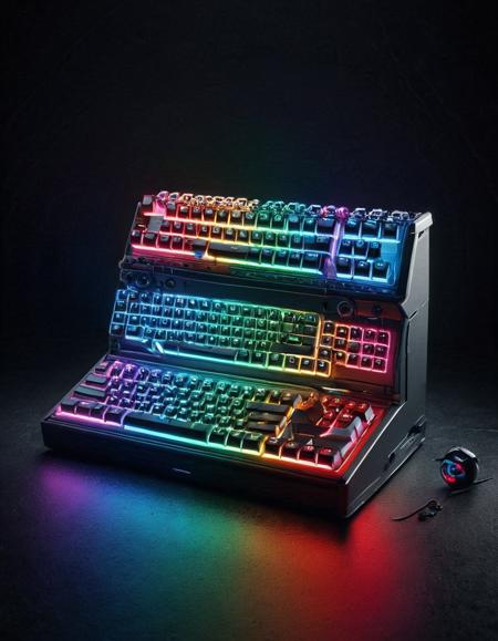 rgb keyboard, studio lighting, product shot, high quality  <lora:RGB_Keyboard_themed:1>