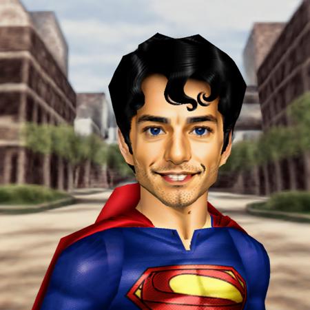 1boy, Superman smiling, in the city, n64 style <lora:RetroJoyN64:1>