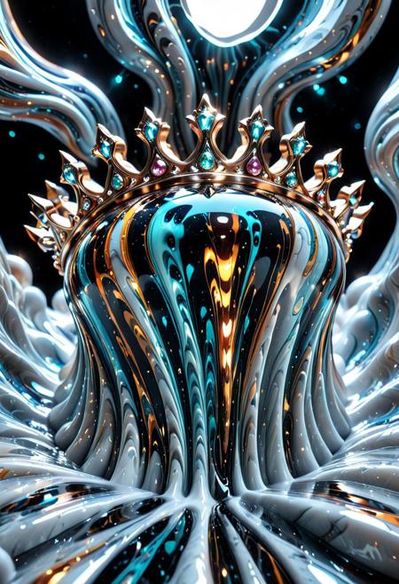 score_9, score_8_up, score_7_up, masterpiece, amazing quality, best quality, very aesthetic, absurdres, very awa, hyper-realistic, ultra-HD, perfect composition, cinematic lighting, volumetric lighting, raytracing, ambient occlusion, extreme close up, 
BREAK
Liquid Marble Crown, flowing patterns, gem inlays, radiant shine, regal aura,