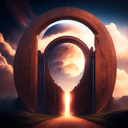 (endgate style:1) an image of a giant gate with a giant moon in the middle <lora:djzEndGateV21_LoraBooth:1>