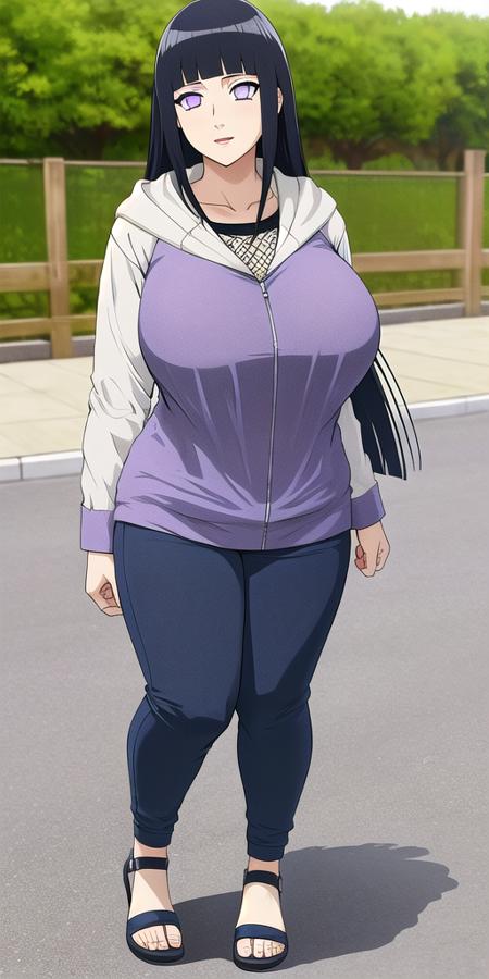 <lora:Hyuuga_HinataV2:0.7> hyuuga_hinata, huge_breasts, standing, solo, Purple_hooded_jacket_Blue_pants,, masterpiece, best quality, detailed face, detailed eyes, highres,