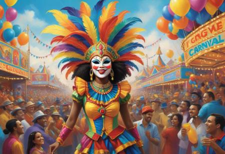 Sketch a lively and colorful representation of (Carnival festivities), portraying vibrant characters and vibrant atmospheres.