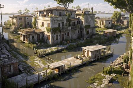 8k, realistic, vray, HDR,  6000K,  venice city, river, boat, overview, overgrown, <lora:PostApocalyptic3:0.6> SZ_4po