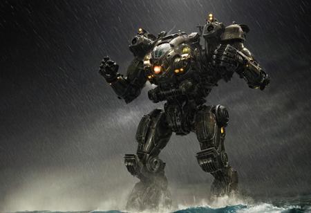 Pacific Rim Striker Eureka, Giant Mecha, Streamlined design, Fighting against monsters in the eye of a deep sea storm, in a thunderstorm, in a dark and lonely atmosphere,
very realistic photography