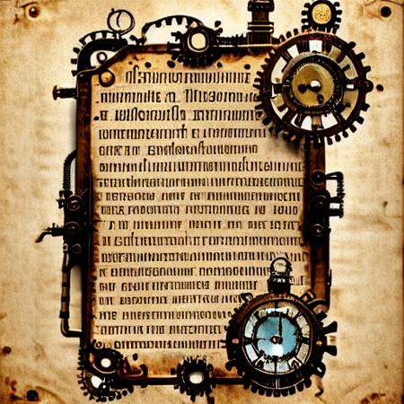 a ancient manuscript page, steampunk <lora:ManuscriptAI_LoRA:1>