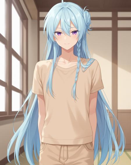 hibiki_wataru_pony, very long hair, blue hair, purple eyes, 