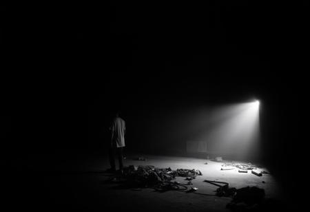 For the powerless analysis
To note the numerous chords, abstract scene, studio photography style, top hard light, black and white vintage photography, gothic, doom, mysterious, dark environment, grunge