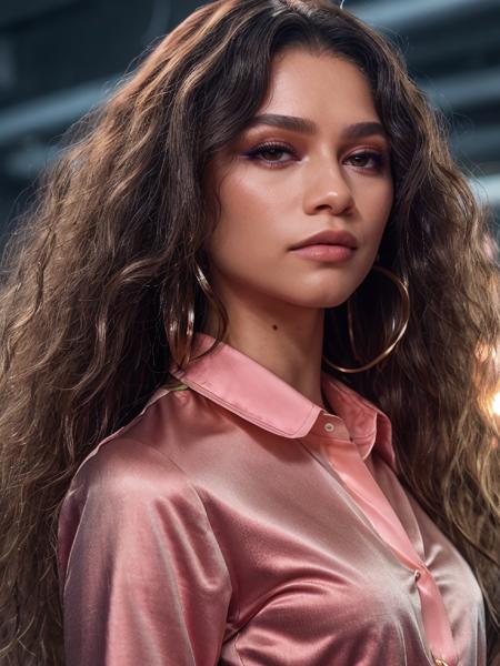 znd,long wavy hair,(close-up),disco club,(wearing turtleneck sweater),night,dof,volumetric lighting,masterpiece,extremely detailed,cinematic