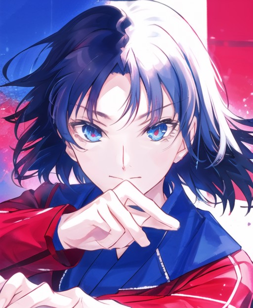 <lora:shiki-v1-000007:0.7>, portrait, beautiful, masterpiece, red jacket, blue yukata
