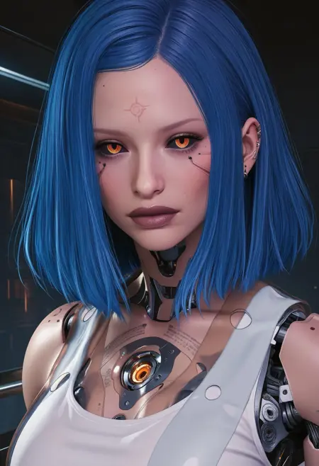 Blue-Haired Cyborg Female V from Cyberpunk 2077 [IllustriousXL]