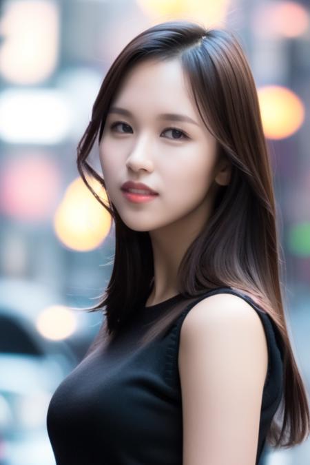 <lora:twiceMinaV1:1>,Mina, woman,complex 3d render ultra detailed, smile, portrait of beautiful woman, moody portrait, striking features, beauty, intricate details, dramatic composition, tension, contrast, texture, realism, high-quality rendering, stunning art, high quality, film grain, Fujifilm XT3,swirly bokeh,(realistic, photo-realistic:1.2),RAW photo,physically-based rendering,(looking at viewer:1.4),(8k, best quality, masterpiece:1.2),(full body shot:1.1),octane render,extremely detailed CG, unity 8k wallpaper,in street,urban,city,(studio soft light,sunlight:1.2),(standing:1.1),(a girl is wearing sleeveless:1.5),hyper realistic detail shiny skin,ultra detailed,(ultra realistic:1.2),(intricate:1.2),(photorealistic:1.2),1girl,(skinny:1.3),detailed background ,(large breasts:1.1)