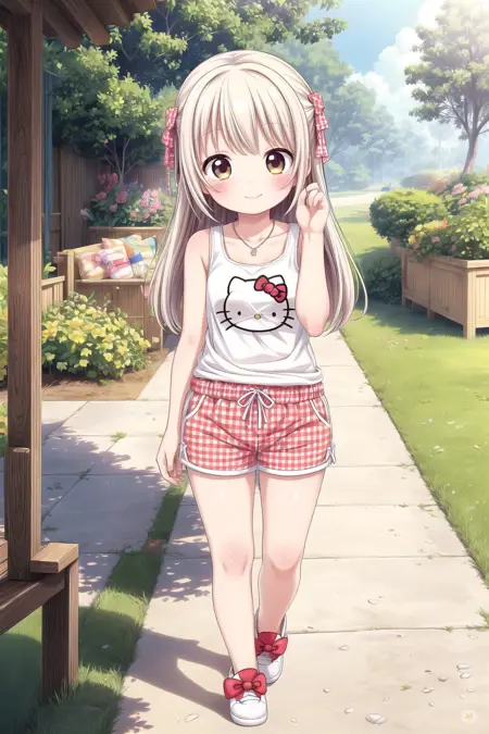 Kawaii Fashion Original: Hello Kitty Print Tank Top and Red Gingham Shorts