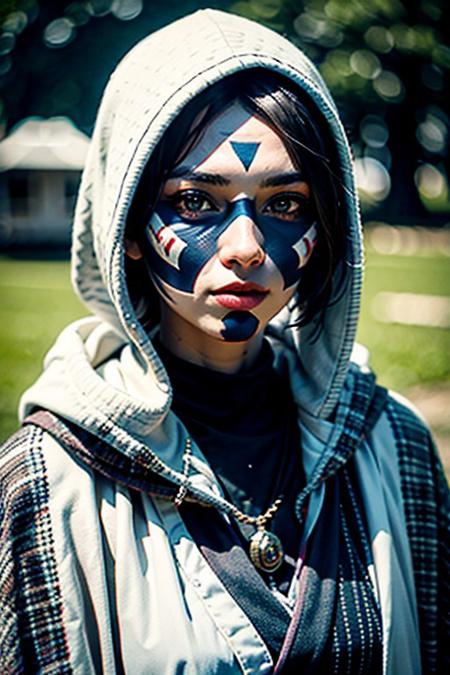 (masterpiece:1.2), (best quality:1.2) (detailed) (intricate) (8k) (HDR)
tribal woman, tribal costume, fully dressed, village, long robe, hood, extreme close up, close up of face,
<lora:weight_slider_v2:1.5>