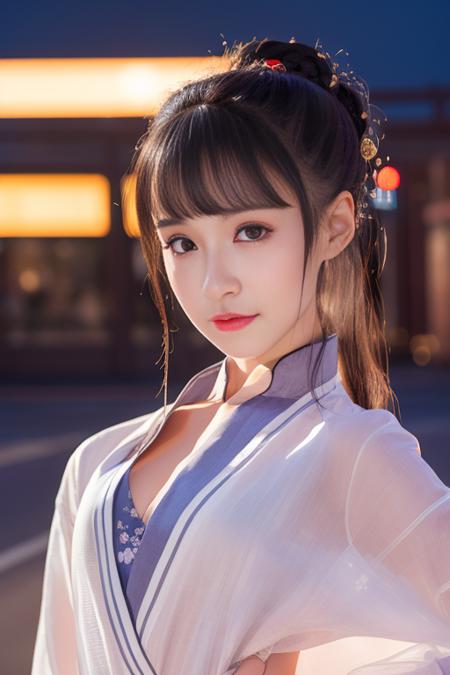 <lora:xiaodan:0.85>, Chinese theme, raw color photo, long shot, realistic, 1girl, a 21-years-old girl, next to office building, office suit, best quality, detailed eyes, beautiful and symmetrical face, slim body, detailed hip, small breast,  serious expression,  photorealistic, lighting, nighttime, dynamic_color_range