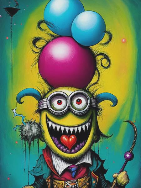 <lyco:AlexPardee:1.0> a Alex pardee evil circus clown minion the juggling jester