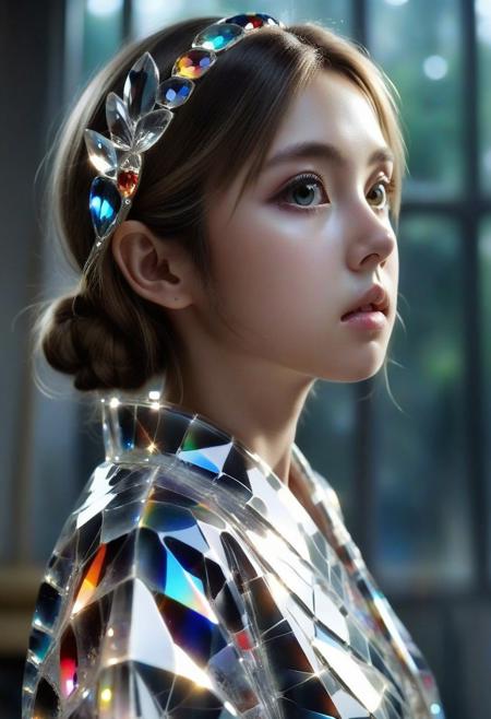score_9, score_8_up, score_7_up, source_anime, masterpiece, best quality, amazing quality, very aesthetic, absurdres, Masterpiece, best quality, 1girl, portrait, face focus, beautiful eyes, stoic, model, porcelain marble skin, kwf, intense stare, dramatic lighting, backlit, cs-cr1stal-v2, crystal kimono,