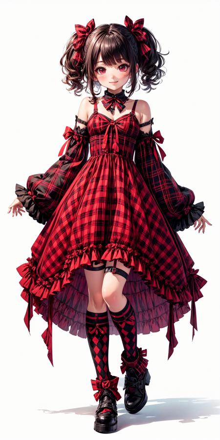 Kawaii Fashion: Red and Black Plaid Punk Idol Dress V1