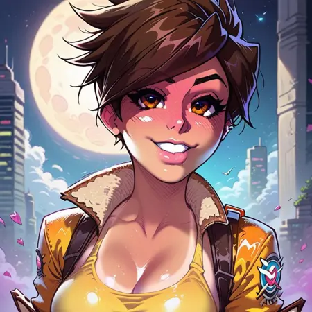 TRACER ( Overwatch ) - WITHOUT goggles/mask/glasses -NSFW- focused Pony/Comic style