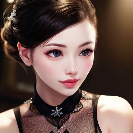 (high quality, best quality), highly detailed, photo of beautiful kaoru_sayama-4000, updo hair, photorealistic