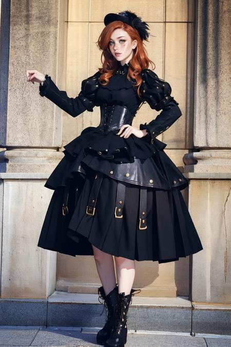 l34th4rdr3ss, long sleeves, leather dress, frills, black dress, juliet sleeves, corset, puffy long sleeves,