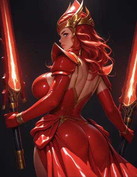 illustration LoRA character (Lady Warrior in Red)