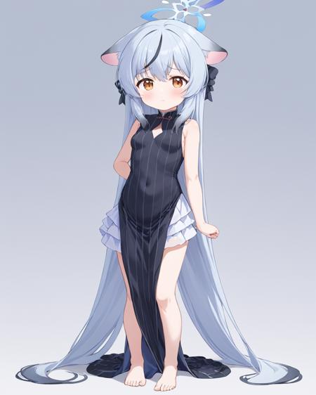 kokona \(blue archive\),1girl, solo, pout, white_background, barefoot, halo, simple_background, black_dress, hand_on_hip, small_breasts, looking_at_viewer, tears, blush, index_finger_raised, skirt, :t, full_body, vertical-striped_dress, tearing_up, pelvic_curtain, bare_arms, sleeveless_dress
<lora:kokona_(blue_archive)_image1689_2023-11-28-000014:1>halo. gorgeous,key visual, vibrant, studio anime,award-winning, professional, highly detailed,high budget, cinemascope