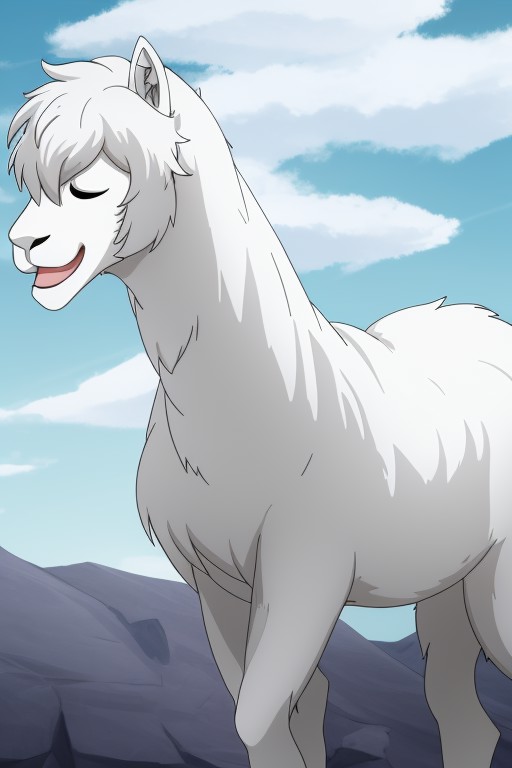 <lora:Astarotte no Omocha!_all_v3:1> white lama, 8k, masterpiece, absurdres, anime,