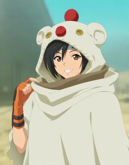 Yuffie from Final Fantasy VII remake (Moogle hoodie version)