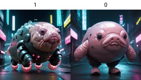 cyberpunk style, blobfish <lora:cyberpunk-000002:1>, street, night, dynamic pose