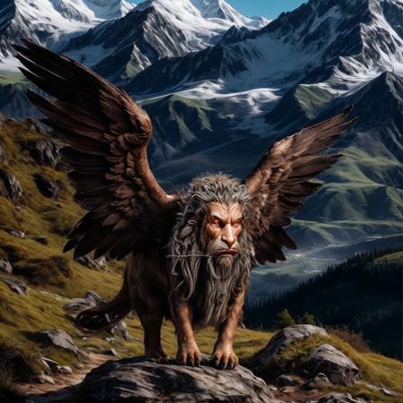 highly detailed  glamour photo of a (lamassu:1.2) standing on a hillside,

lamassu, solo, wings, open eyes, 
looking at viewer,

realistic:1.3, depth of field, blurry, blurry background,

on a mountainside,

photorealistic,
ultra photoreal,
32k, natural light,
sunbeams,







