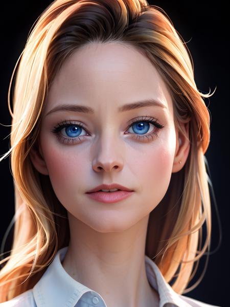 Realistic photo of a beautiful j0d13f-v2 woman, 1girl, solo, looking at viewer, blue eyes, blonde hair, simple background, closed mouth, lips, expressionless, black background, portrait, realistic, soft lighting, professional Photography, Photorealistic, detailed, RAW, analog, sharp focus, 8k, HD, high quality, masterpiece<lora:j0d13f-v2:1.0>