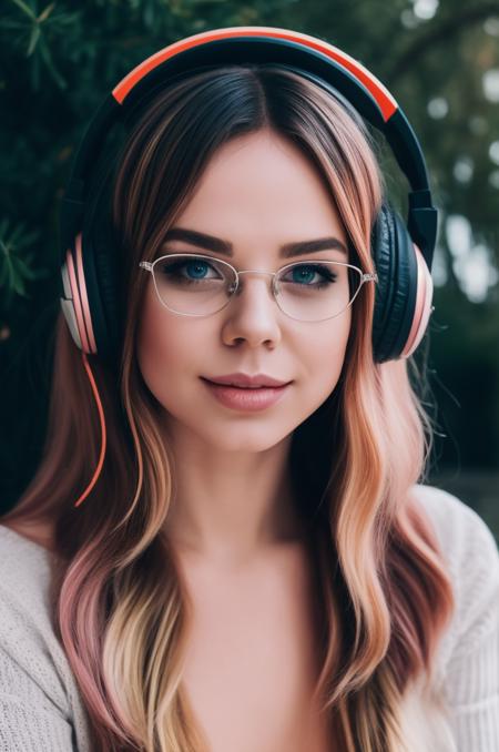 (best quality, masterpiece),<lora:misscoookiezv1:1>
1girl, solo, long hair, looking at viewer, smile, blue eyes, blonde hair, multicolored hair, glasses, two-tone hair, tree, lips, headphones, star (sky), realistic, planet
, 8k uhd, dslr, soft lighting, high quality, film grain, Fujifilm XT3