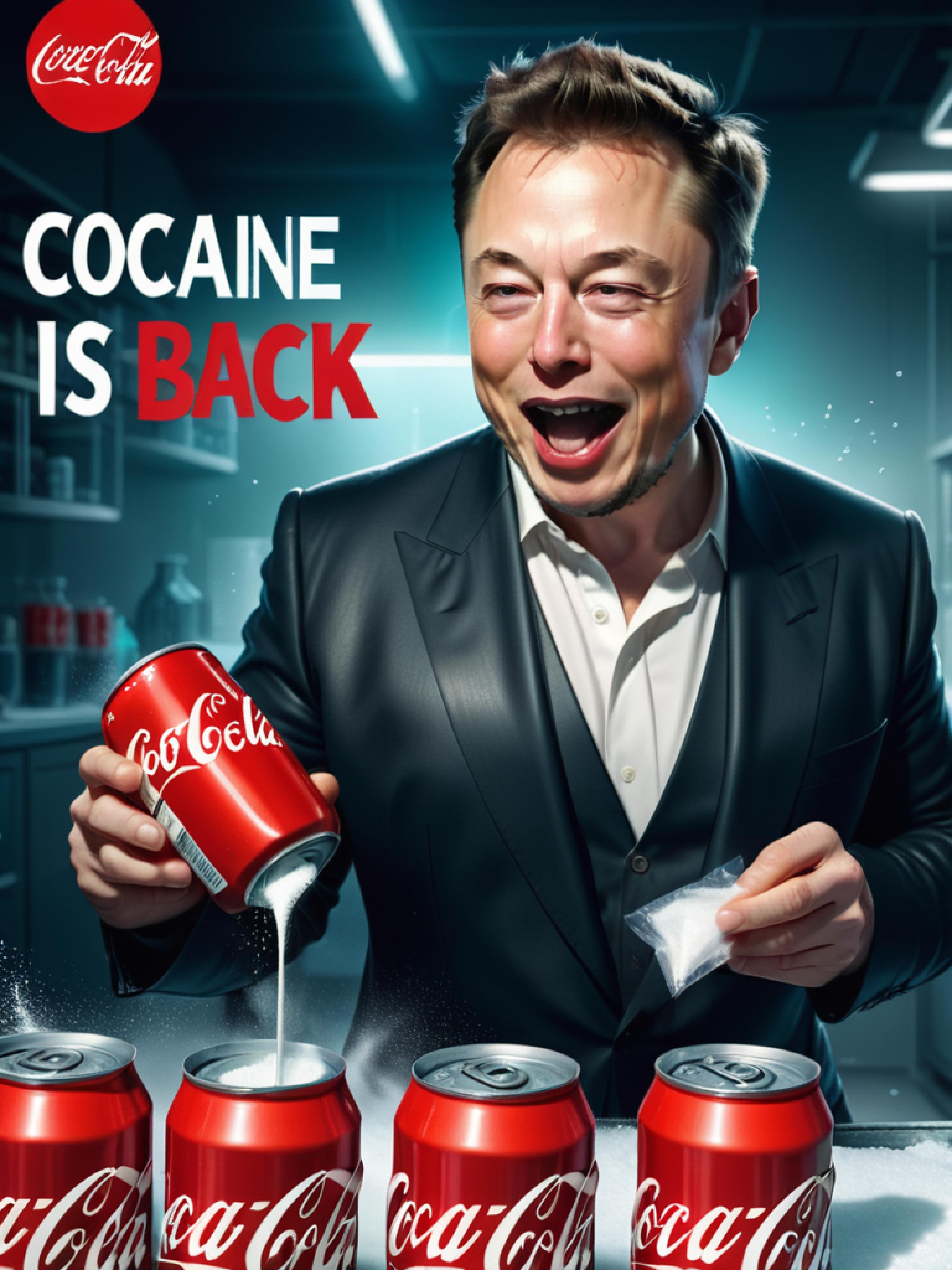 An advertisement for Coca-Cola featuring a smiling man in a suit.