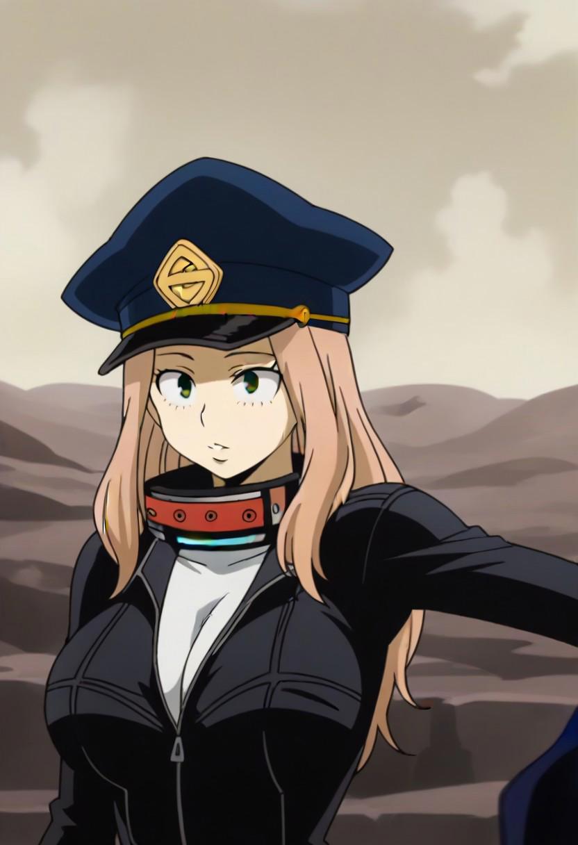 <lora:camie-utsushimi-s3-ponyxl-lora-nochekaiser:1>, camie utsushimi, long hair, blonde hair, brown eyes, ,, hat, cleavage, bodysuit, peaked cap, black bodysuit, open bodysuit,, ,, ,, ,,,,,,,,, anime coloring,anime screencap, 1girl,Solo ,, anime,PUFFY nipple,gigantic breasts,official art,,Uncensored ,Unedited ,,,,,,