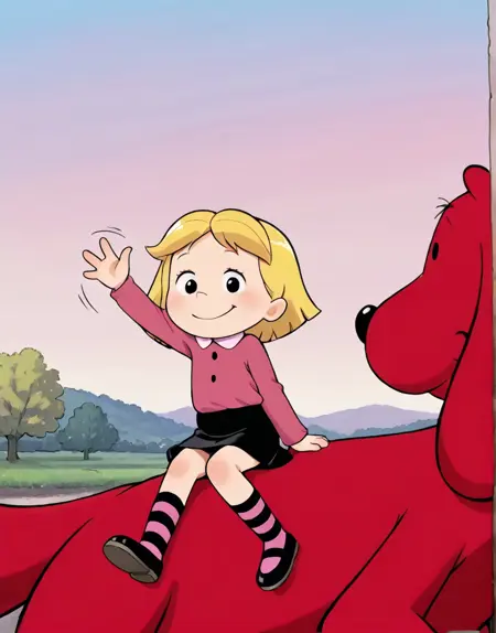 cartoon style from “Clifford the big red dog” for Illustrious