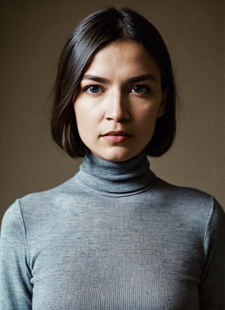 A stunning intricate full color portrait of (sks woman:1), wearing a black turtleneck, epic character composition, by ilya kuvshinov, alessio albi, nina masic, sharp focus, natural lighting, subsurface scattering, f2, 35mm, film grain, <lora:locon_aoc_v1_from_v1_64_32:1.25>