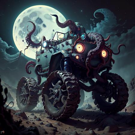 <lora:TentacleHorrorAI:.8> TentacleHorrorAI lunar rover on moon