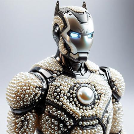 lazympos, depth of field, hyperrealistic, masterpiece, Intricate Design, Pearlum,
iron man / batman hybrid made of pearls