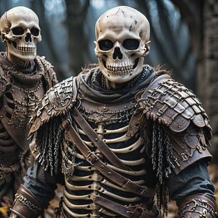 highly detailed cinematic photo of skeleton, 

pauldrons, chainmail,  male focus,  depth of field, ((night)), crypt, realistic:1.3


depth of field, blurry background, 

masterpiece, best quality:1.1, realistic:1.1,

depth of field:1.1, 
(shadow play:1.3),

