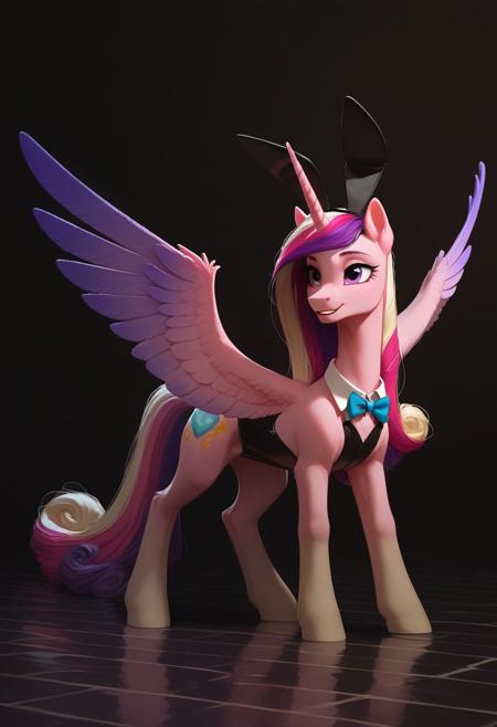 Score_9, score_8_up, score_7_up, best quality, masterpiece, intricate details, OverallDetail, zPDXL, Expressiveh, vibrant colors, colorful, solo, close up shot, body focus
BREAK Princess Cadance, wings, my little pony, feral pony, studio, petit, cute, hooves, detailed eyes, detailed wings, fluffy, wonder, playboy bunny, tailcoat, coattails, dynamic pose, posing, elegant, graceful, dancing, on all fours