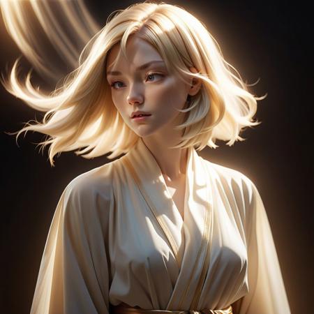 ((8k, best quality, masterpiece, extremely detailed, Rule of thirds)), (((light play, shadow play))), ((abstract background)), ((glamour photography)), ((cinematic, film grain)), ((anime aesthetic)), ((provocative)), ((soft light passing through hair)), ((short blond hair, floating hair)), ((cleric, cleric-robes, flowing robes, sheer, holy-light)), ((dynamic pose)), radiant-aura, profile-shot, close-up, eyes closed, reflective, shiny,