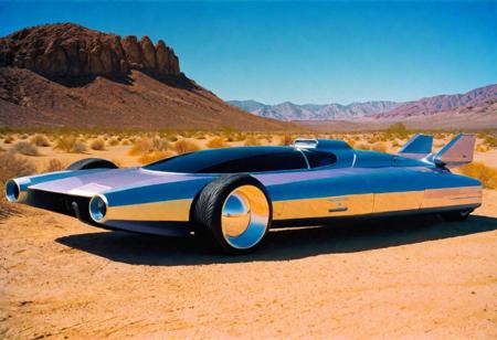 <lora:style-syd_mead-xl:0.25> syd mead style, a futuristic 6 wheeled car, retrofuturism, scifi california desert, leica f1.4 summilux , velvia 200 film , 1982