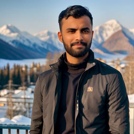 A stunning intricate full color portrait of (SheeroA man:1),
wearing a black turtleneck, Pakistani, brown skin, Detail eyes, Clean and sharp eyes,
epic character composition, mountains in background, northern area, cold,
by ilya kuvshinov, alessio albi, nina masic,
sharp focus, natural lighting, subsurface scattering, f2, 35mm, film grain, perfect center