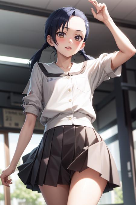 kuranaga kozue school uniform, twintails, hairclip