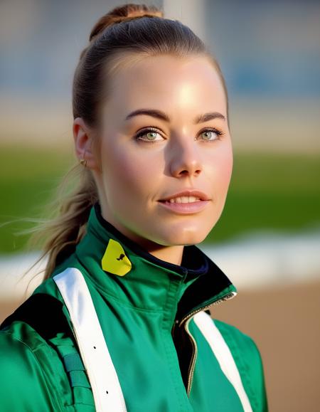 <lora:LauriePartridge:1> 2010 photo of  20 year old  LauriePartridge, in sweden , as a jockey , soft lighting, tack sharp, 4k, dslr