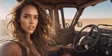 [[masterpiece, 8k, RAW photo,  best quality, ultra high res, photorealistic, cinematic lighting, depth of field, lens flare, wideshot]],
(many supermodel girls) pretty supermodel girls like jessica alba Instagram models,  ((driving a mad max style truck))
full body, standing,
perfect faces,
soft long curls,
highly detailed hair,
perfect teeth, petite,
((full body shot:1.2)) ,
hourglass figure, skin oil, dirty, gritty, skin color variations,  leather choker, ((skin pores ))