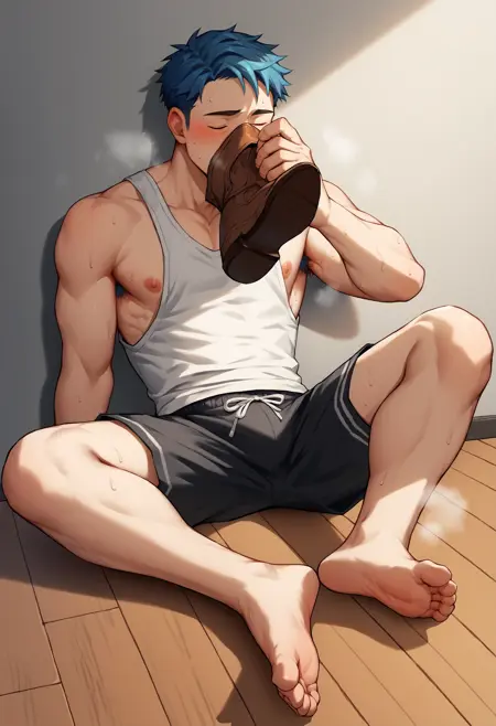 shoe sniffing/shoe on face (pony)