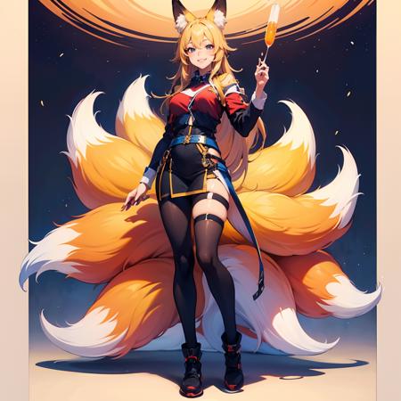 jiuwei jiuwei,multiple tails,fox tail,fox ears