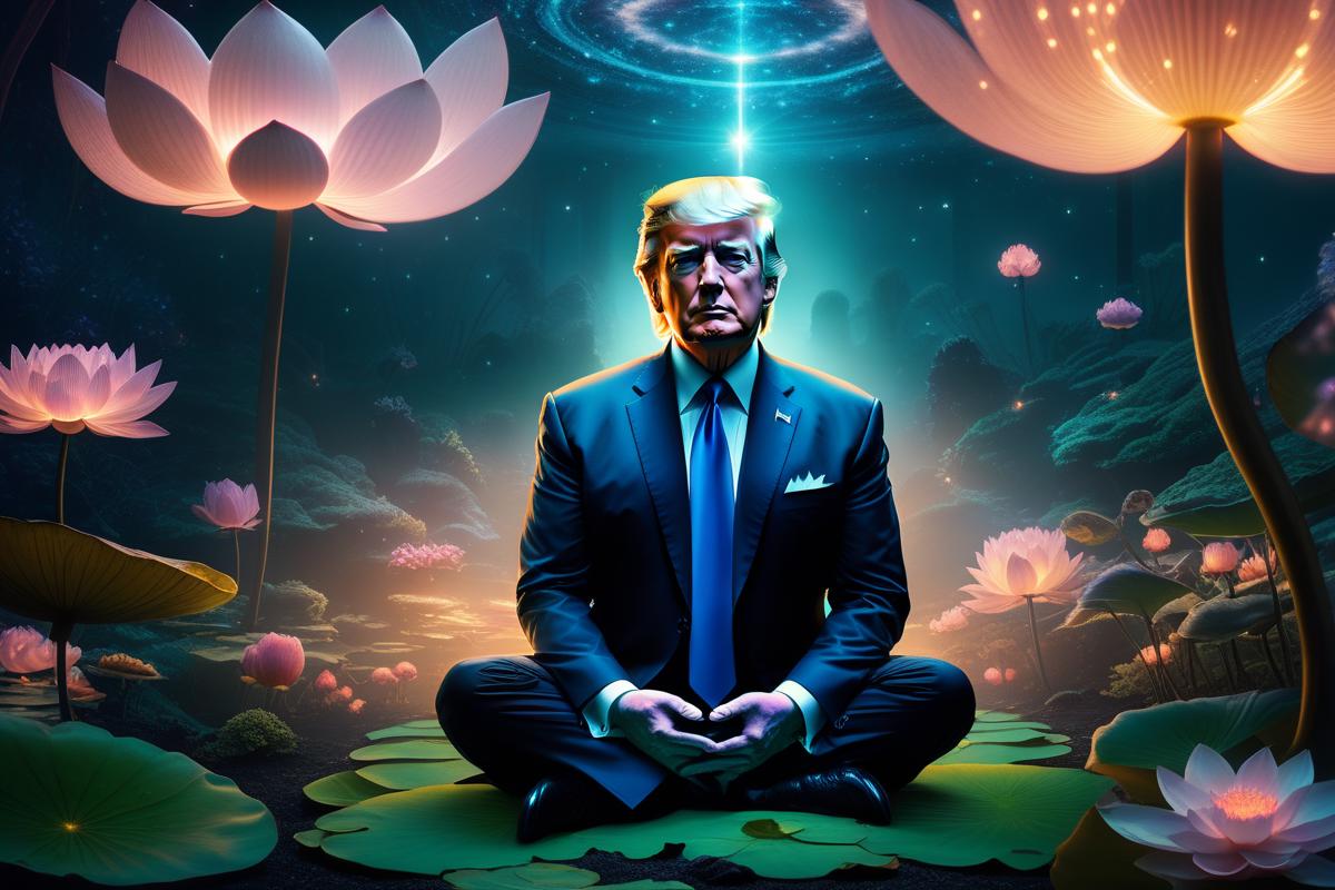 Trump in Meditation: A Fantasy Art Illustration of the President