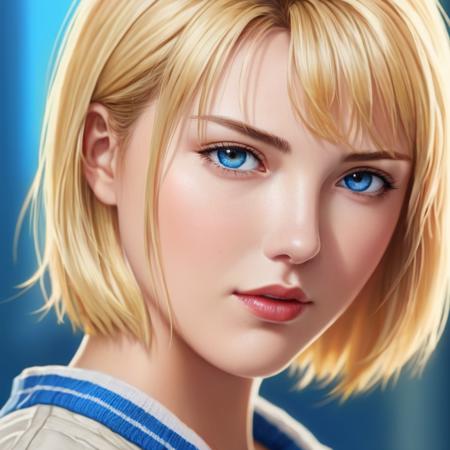 anime artwork of <lora:Reika_Julie Ann Emery-000002:1.2> Julie Ann Emery blonde_blue_eyes Hyperrealism Style
a woman with blonde short hair and blue eyes, anime style, key visual, vibrant, studio anime,  highly detailed